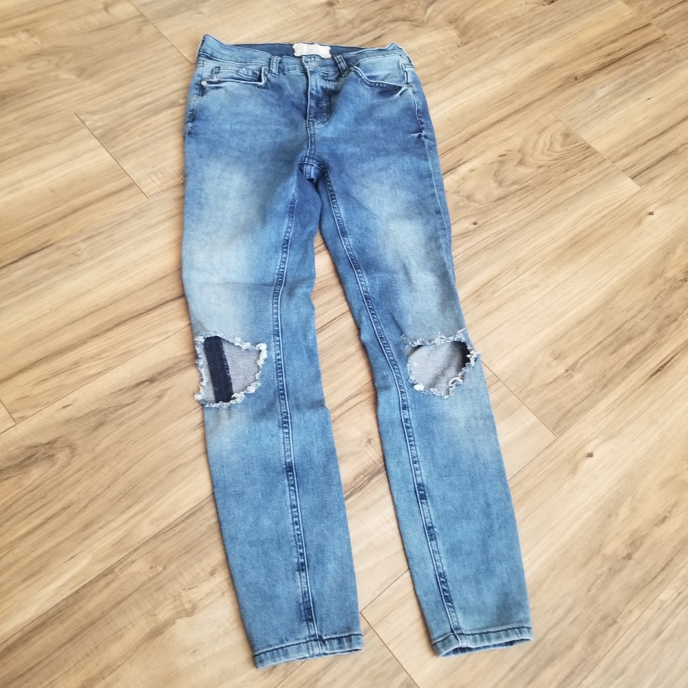Free People Women's Blue Distressed Jeans